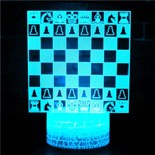 3D Chess Night Light Lamp Illusion 16 Color Changing Table Desk Decoration Lamps Led Christmas Gift with Acrylic Flat ABS Base USB Cable Toy