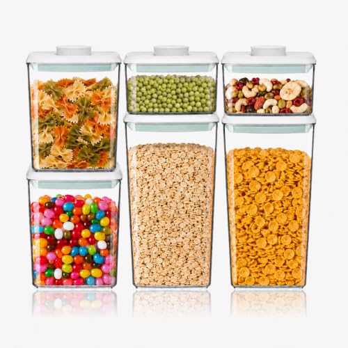 Homflai 6-Piece Airtight Food Storage Containers Set - Clear Stackable Pop Lids