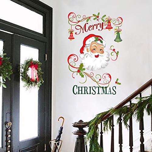 Decalplanet Christmas Santa Wall Decals Merry Christmas Snowflake Xmas Window Clings Removable DIY Wall Art Holiday Window Sticker Bedroom Door D?cor