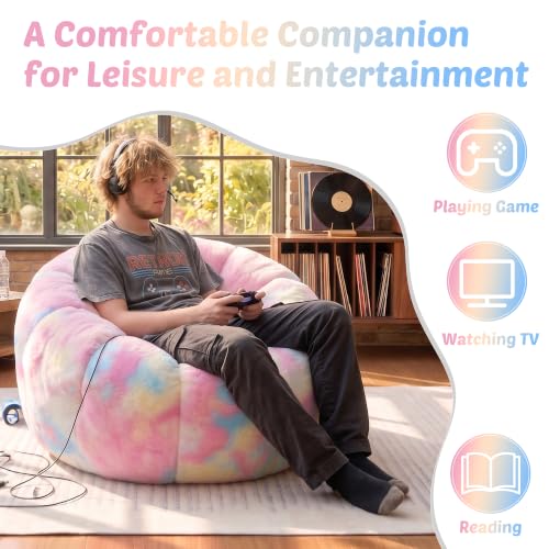 Colorful Tie-Dye Flower Bean Bag Chair for Teens & Adults - Compact & Cozy
