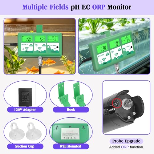 7-in-1 Hydroponic pH EC TDS ORP Monitor with WiFi & App Alerts