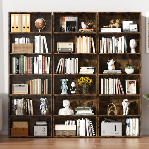 Shintenchi Brown 6-Tier Open Bookcase - 70.9 Inch Modern Storage Shelf for Home & Office