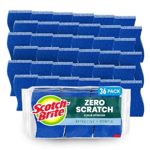 Scotch-Brite Zero Scratch Non-Scratch Scrubbing Sponges 36 Pack - Durable & Gentle Cleaning