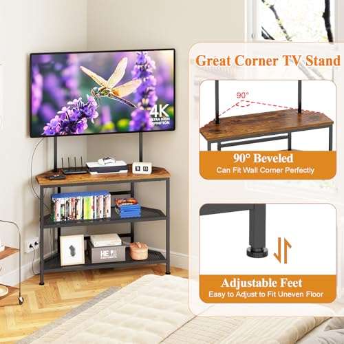 23" to 60" Floor Corner TV Stand For Bedroom With Mount, Universal