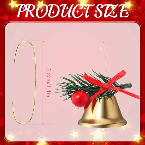 Shappy 300 Pack Ornament Hooks for Christmas Tree Decorations Mini Ornament Hangers Metal Xmas Hooks Small Wire Baubles Ball Hangers for Christmas Tree Decoration (Gold)