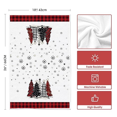 Red & Black Christmas Kitchen Towels Set of 4 - 18x26 Inches, Artoid Mode