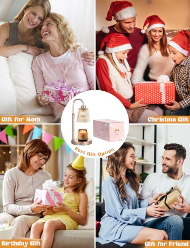 Innqoo Champagne Gold Candle Warmer Lamp with Timer & Dimmable Settings — Height Adjustable, Flame-Free Home Decor Gift for Women & Mom