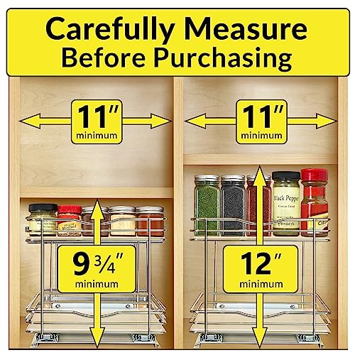 LYNK PROFESSIONAL Chrome Pull-Out Spice Rack for Cabinets 10-1/4" 2-Tier