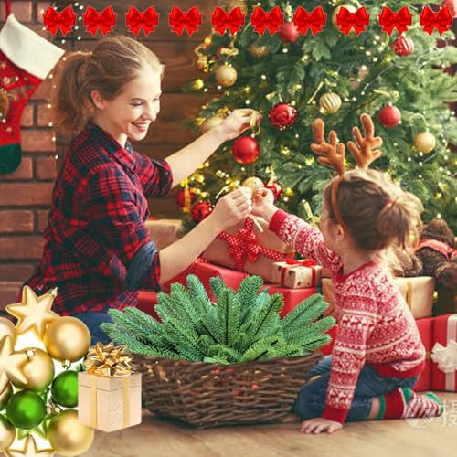 30pcs Artificial Pine Branches Green Plants Needles DIY Accessories Realistic Faux Christmas Greenery Green Plants Pine Picks and Stems for Garland Wreath Christmas and Home Garden Decor