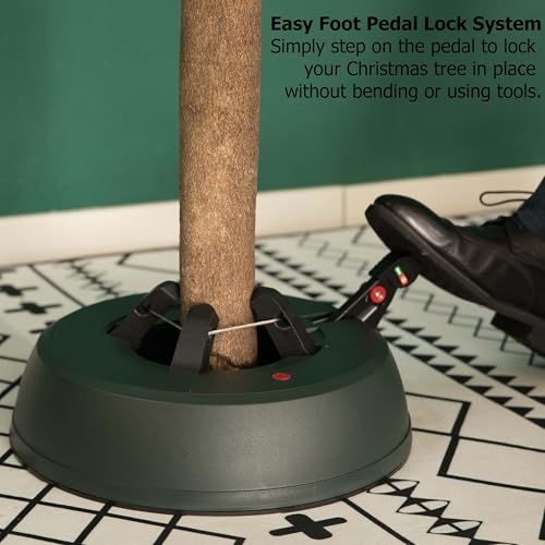 Large Automatic Christmas Tree Stand with Water Reservoir & Foot Pedal - Green Plastic Base