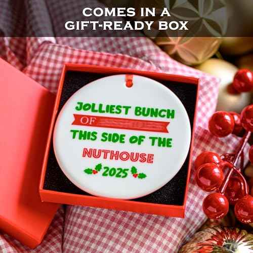 Jolliest Bunch This Side of The Nuthouse Ornament 3 Inch, Funny Xmas Vacation Ornament, Xmas Vacation Christmas Ornament, Jolliest Bunchs Xmas Vacation Decor, Christmas Gag Gift Tree Decor