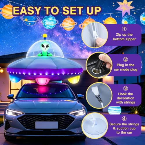 Inflatable UFO Car Decorations Kit for Halloween Trunk or Treat