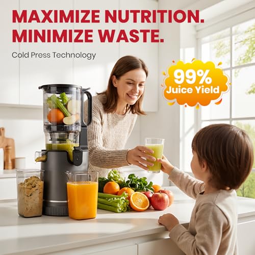 Laudlife 5.9-inch Wide Feed Chute Cold Press Juicer with 100oz Hopper, Easy Clean, BPA-Free