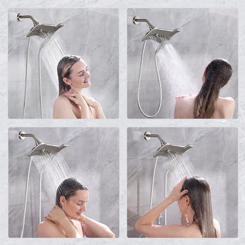 High Pressure Shower Head Combo with Dual Spray Settings & 2.5 GPM Flow - Brushed Nickel, Variation: Brushed Nickel / 2.5 GPM