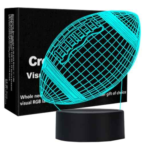 Football Night Light, Kids Toys 3D Night Light, 3D Illusion Night Lamp, LED Nightlight Smart Touch Dimmer Lights 7 Color Changing Decor Lamp, Room Decor, Gifts for Children Boys Girls.