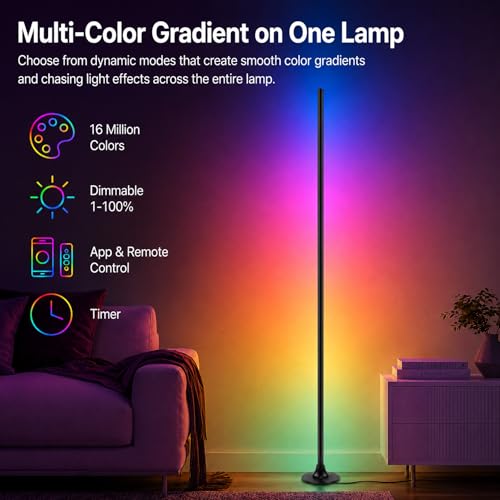 Sylvwin Corner Floor Lamp 47in Smart Ambient Light for Gaming & Room Decor