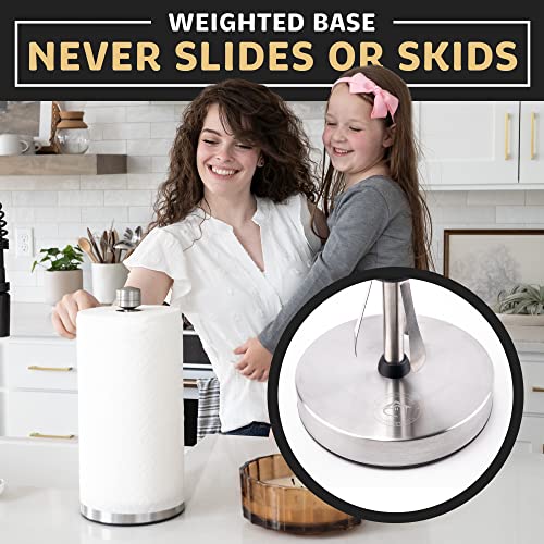 Heavy-Duty Stainless Steel Paper Towel Holder with Suction Cups - Silver