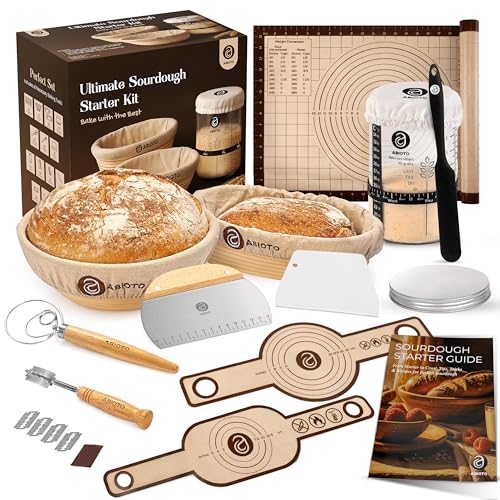 Sourdough Starter Kit with 10" Round & 11" Oval Banneton Proofing