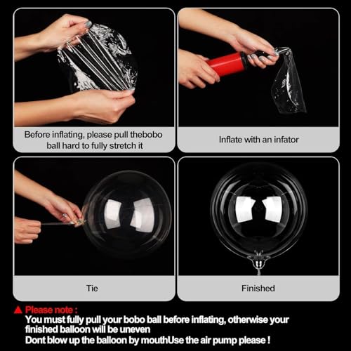 15PCS 20 Inch Bobo Balloons, Clear Balloons for Stuffing Bubble Baloons Helium Style Large Transparent Balloon for Birthdays Anniversary Weddings Baby Showers Christmas Party Decorations