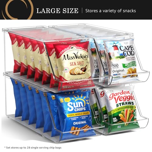 Sorbus 4 Pack Stackable Snack Organizer Bins for Pantry & Kitchen