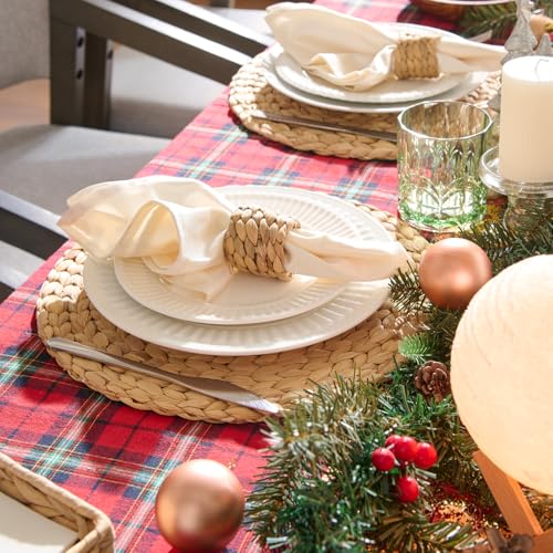 6 Pack, Round Woven Placemats, Natural Water Hyacinth Wicker Place