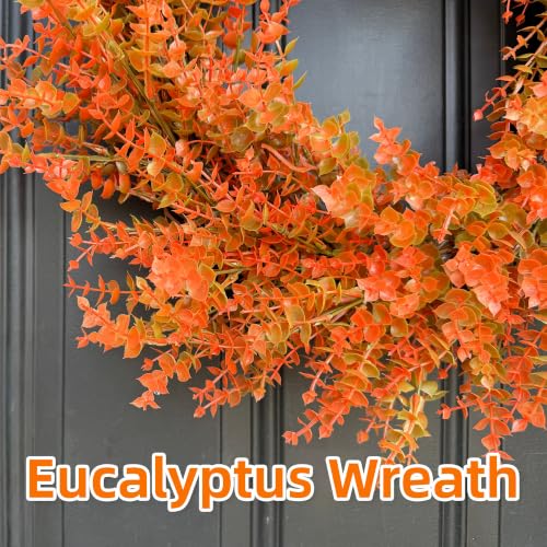 26-Inch Autumn Fall Wreath with Orange Eucalyptus for Front Door & Outdoor Decor