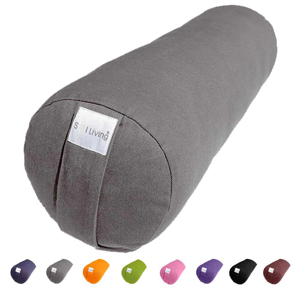 Sol Living Yoga Bolster Pillow for Restorative Yoga Meditation Bolster 100% Cotton Cylindrical Meditation Cushion Firm Cushion Bolster Washable Cover for Balance Support Asana Poses