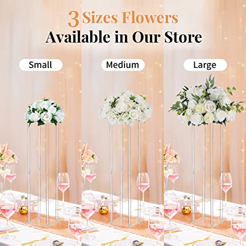 Large Artificial Flower Centerpieces for Tables - 17.7 Inch Diameter White Rose Ball Arrangement - 2 Pcs, Wedding & Party Decor (Variation: 17.7" Diam - 2 PCS / White)