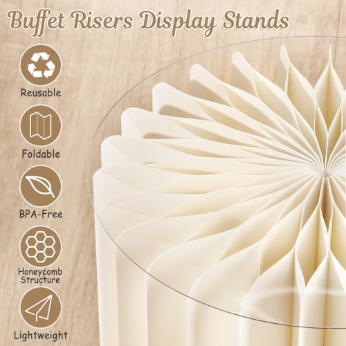 White 6-Piece Foldable Buffet Risers Cake Stand Set for Party & Dessert Display