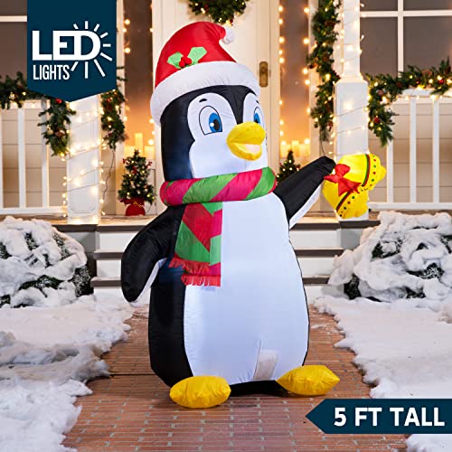 Joiedomi 5FT Inflatable Penguin Holiday Yard Decoration with Built-in LEDs