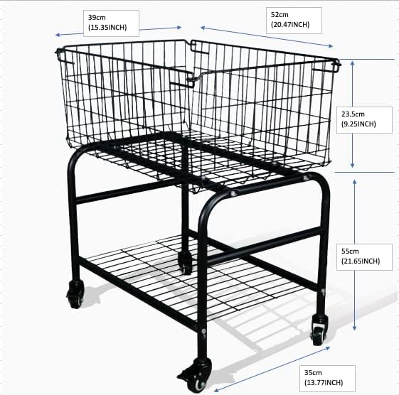 HENNZE Black Rolling Laundry Basket with Wheels & Locking Casters