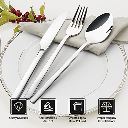 Silverware Set for 12 - 60 Pcs 18/10 Stainless Steel Flatware Cutlery, Variation of Silver