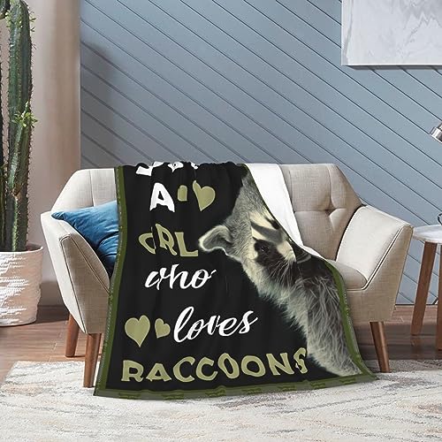 Raccoon Blanket Raccoon Plush Throw Blanket Super Soft Cozy Warm Fleece Just A Girl Who Loves Raccoon Animal Bedding Blanket Gifts for Kids Girls Boys Women 40"X50"