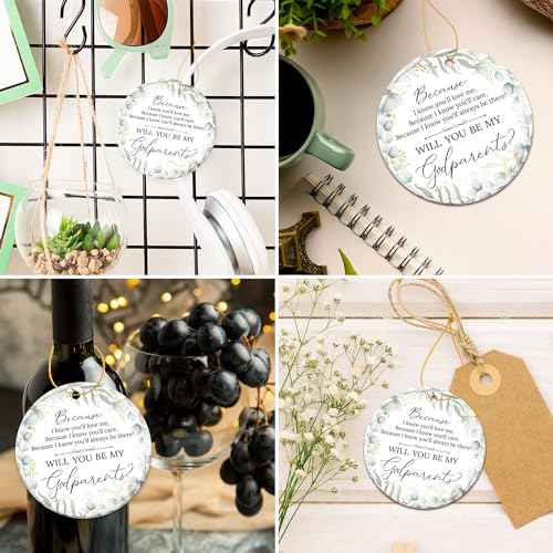 ZAGKOO Godparents Proposal Gift - Will You Be My Godparents Ornament - Godparent Gifts from Godchild - Baptism Gifts for Godparent, Catholic Present Ideas - Ceramic Christmas Ornament Keepsake 2025