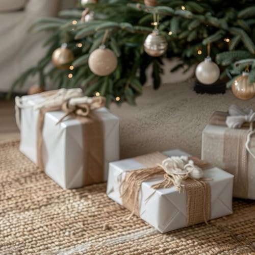 VioraWhite 36 Inch Cream White Christmas Tree Skirt Farmhouse Rustic Faux Fur Decor