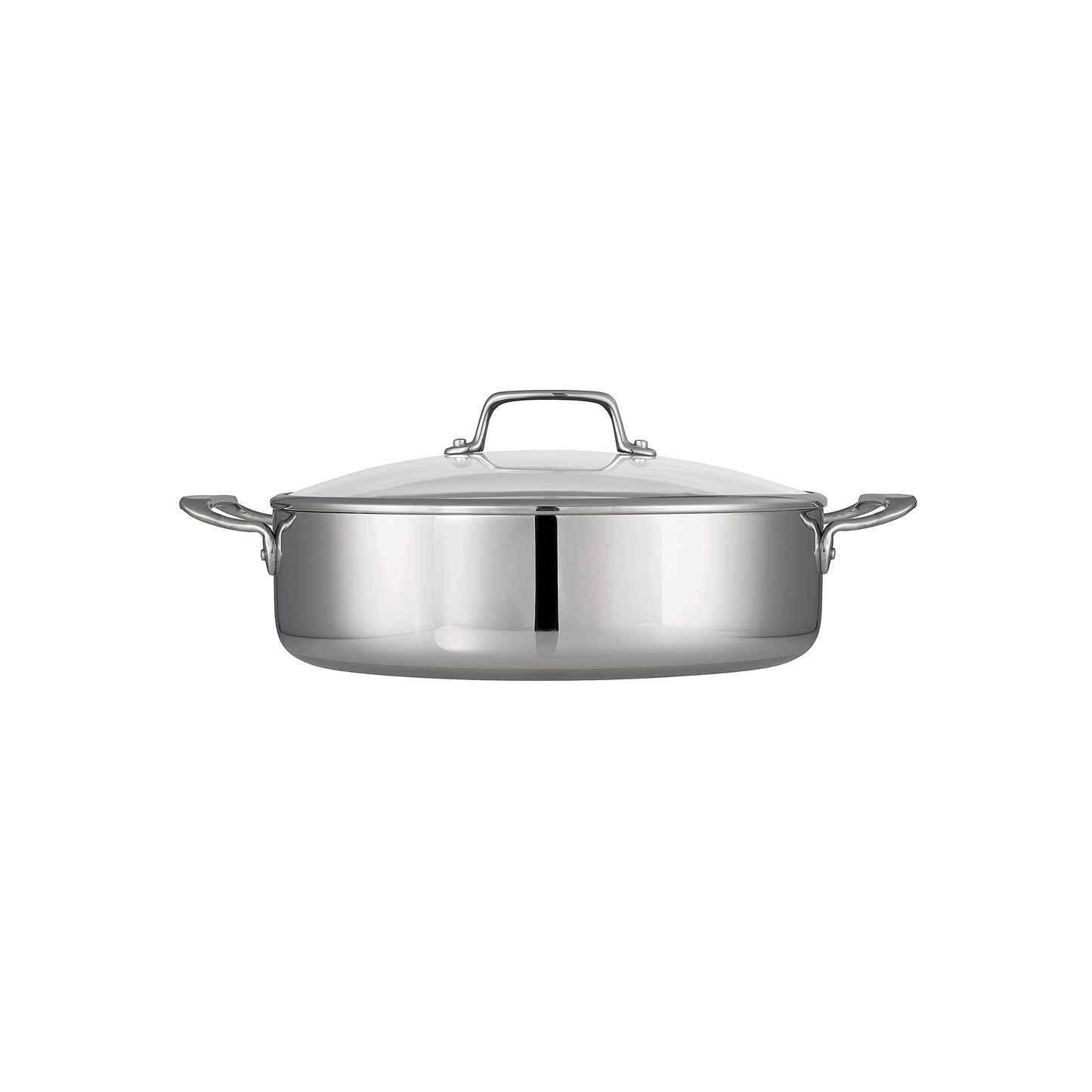 Tramontina Tri-Ply Clad Stainless Steel 6-Quart Braiser Pan with Glass Lid, Induction-Ready, Dishwasher-Safe, NSF-Certified
