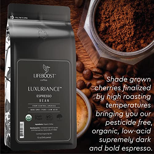 Lifeboost Organic Espresso Low Acid Coffee Beans, 12oz, Pack of 3