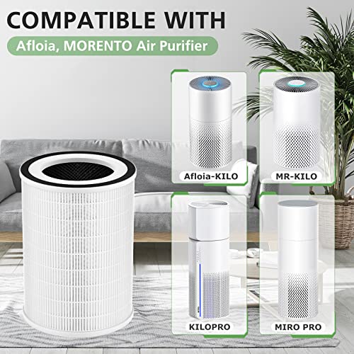 White KILO Air Purifier Filter Replacement for Afloia KILO/MIRO PRO - 2 Pack