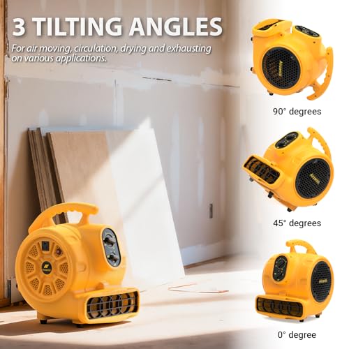 Airzentti Yellow 1100 CFM 3-Speed Industrial Floor Blower Fan with Timer