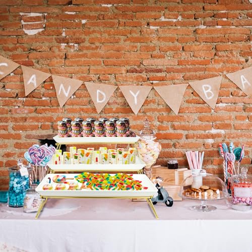 White 3-Tier Serving Tray Stand - Extra Large Buffet Platters for Parties