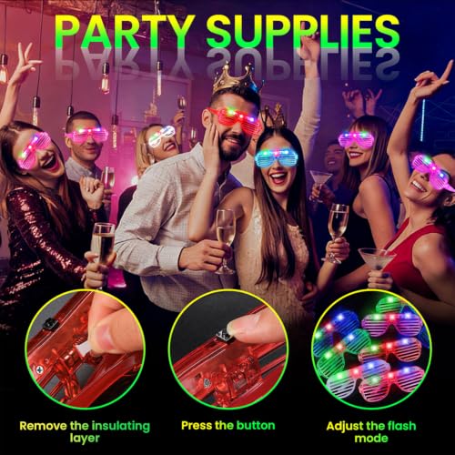 120 Pack LED Glasses - 6 Colors, Glow in The Dark Party Supplies - AstrivixDD