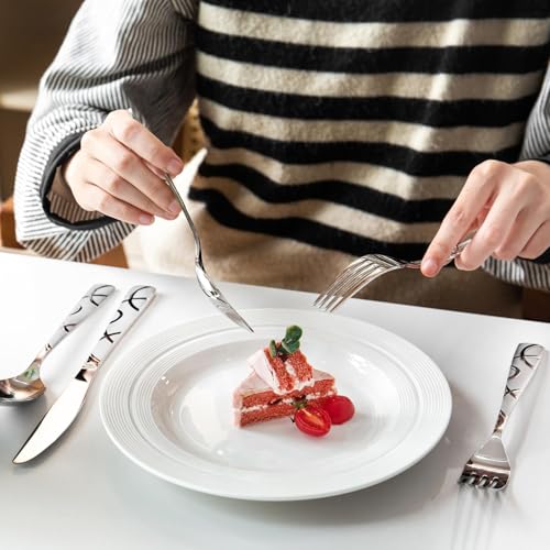 HIKAA 40-Piece Silver Flatware Set for 8, Dishwasher Safe Kitchen Cutlery