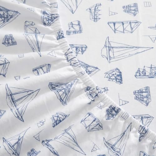 King Cotton Percale Sheet Set with Matching Pillowcases - Whitewood Sail Variation