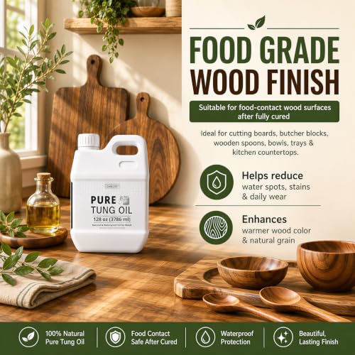 256oz Food Grade Pure Tung Oil for Wood Waterproofing & Protection with Brush - Variation of THIS listing