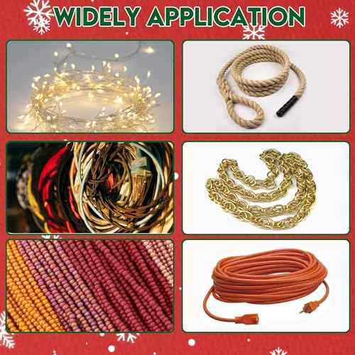 Set of 6 Light & Cord Wind Up Christmas Light Storage, Strong & Hangable, for Organizing Christmas Lights & Electric Cords, Each Holds Up to 98 ft (2 Red 2 Green Grey Blue, 7inch x 8inch)