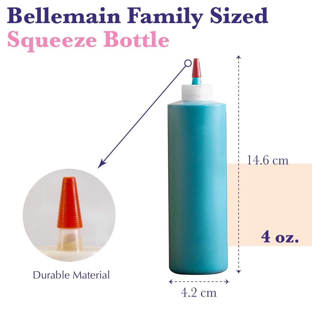 Bellemain 6-Pack Condiment Squeeze Bottles for Sauces - Includes Funnel, Erasable Marker & Reusable Labels, Perfect for Salad Dressings, Liquids, and Ketchup, Durable Plastic 16 oz Bottles