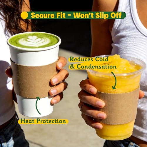 1000 Pack Coffee Cup Sleeves - Extra Thick Insulated Kraft for 12-24 oz Cups - Recyclable & Non-Slip for Hot & Cold Drinks - Variation of THIS listing