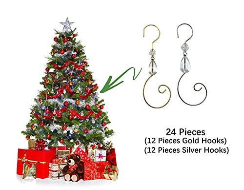 WEIBIAO Christmas Ornament Hooks - 24 Acrylic Wire Hooks for Tree Decorations (Style A)