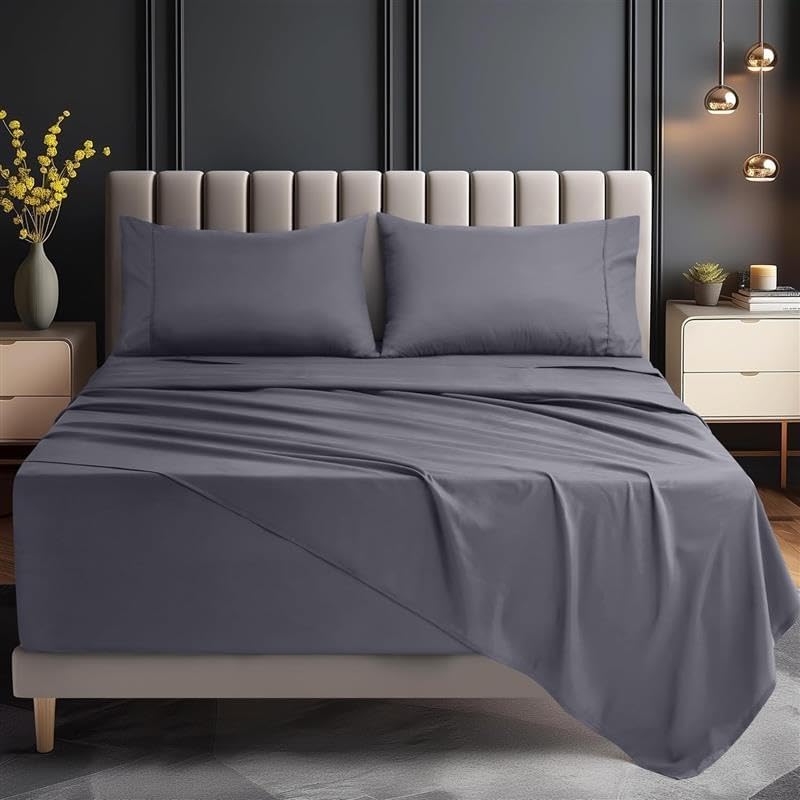 Utopia Bedding Twin Size Sheet Set - Extra Deep Pocket for Mattresses Up to 21" - Cooling & Soft - Oeko-Tex Certified (Grey)