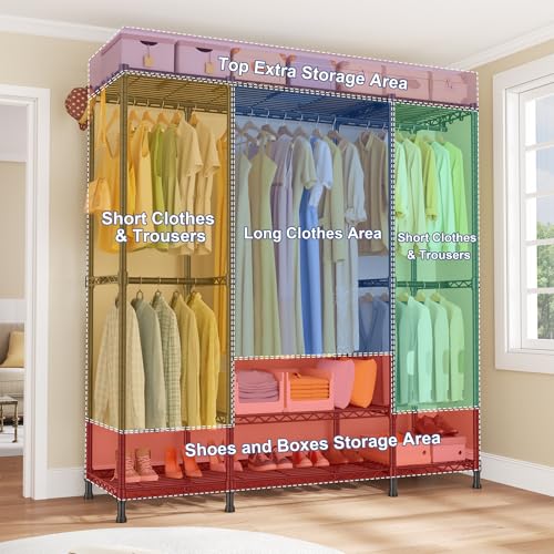 Black Heavy Duty Garment Rack 4-Tier Closet Organizer System - Freestanding